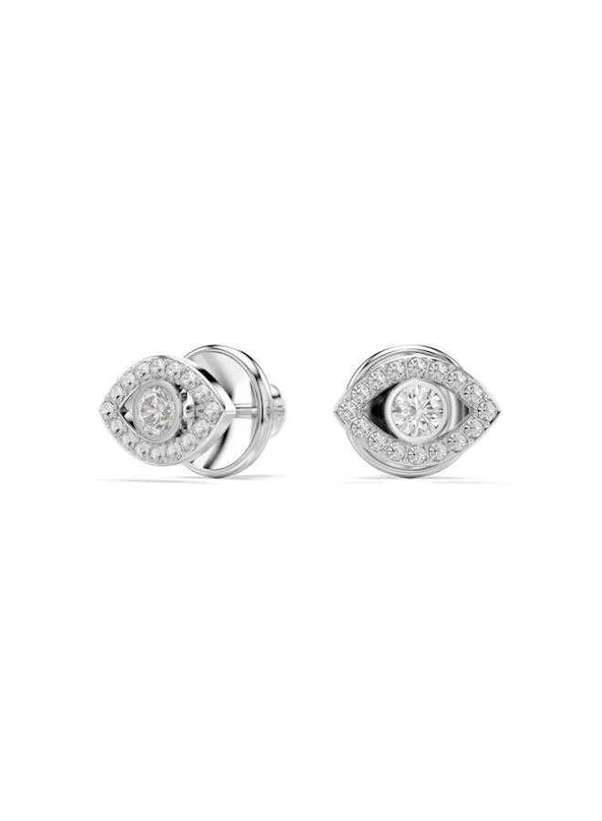 Swarovski  Luckily Crystal Rhodium Plated Figural Eyes Pierced Earrings for Women | Best Price UAE